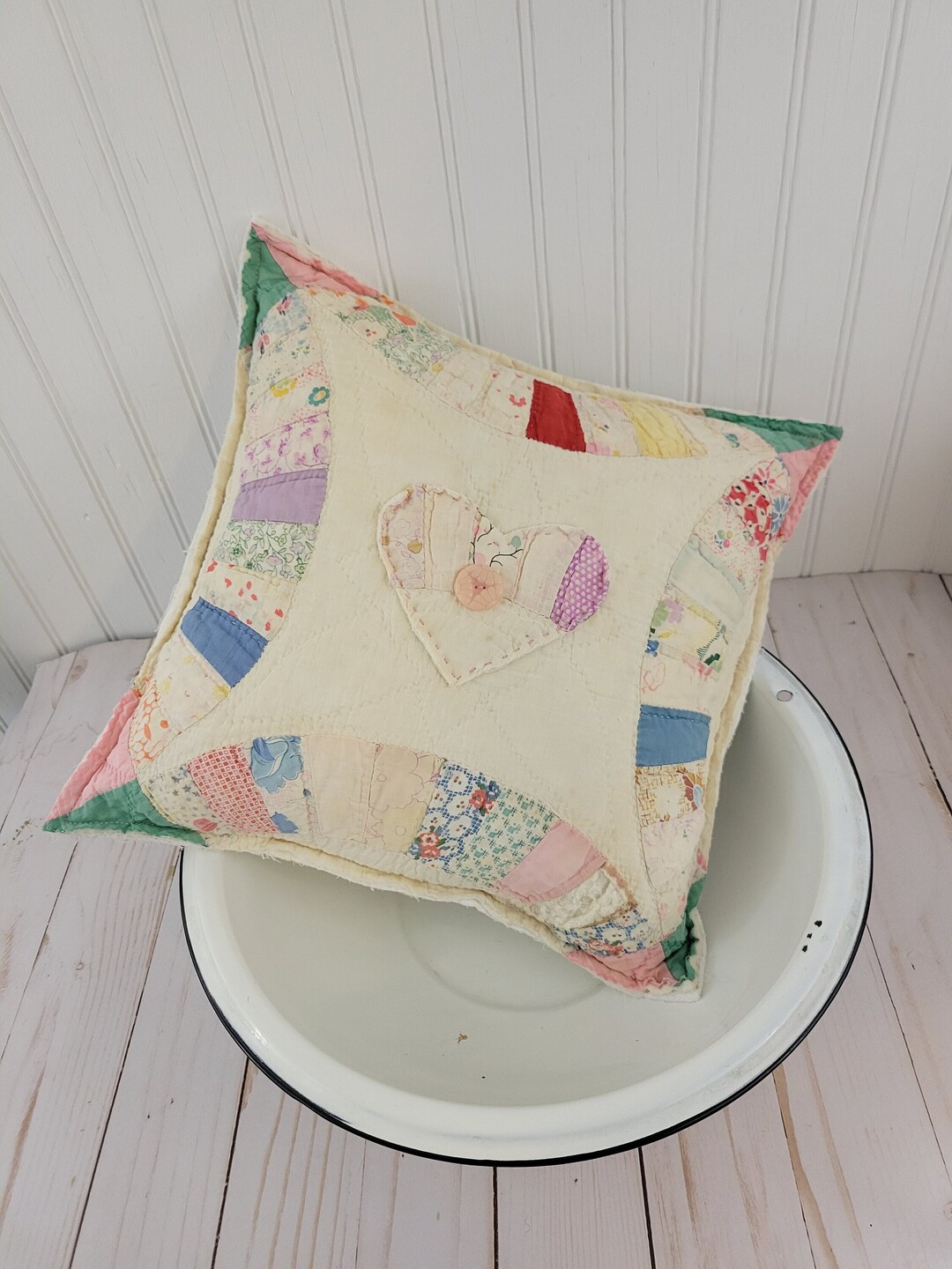 Vintage Quilt Pillow Vintage Pillow Antique Quilt Pillow Feed Sack Quilt Feed Sack Etsy
