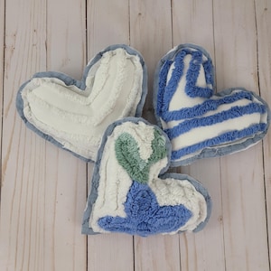 Vintage Chenille Heart Pillows: Handmade from Bedspread, Polyester Fill #2