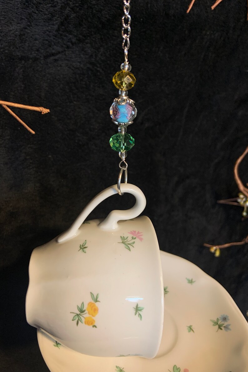 Alimentador de aves de taza de té colgante / hecho a mano / | Etsy