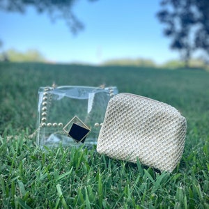 Crossbody Clear Bag with Detachable Clutch, Concert Bag, Clear Stadium Approved Bag, Transparent Bag, Rivet clear bag, Studded bag