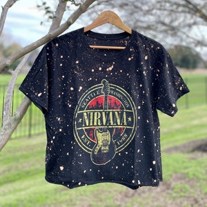 Nirvana Bleached Cropped Tee, Rock Band tshirt for Women, Concert, Music Festival Band tee, Music Lover Gift