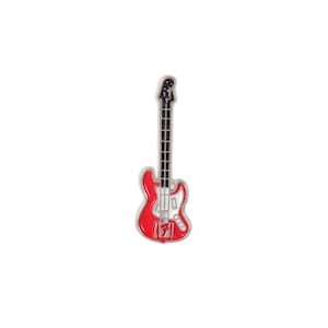 Small Red White Guitar Enamel Pin - Music Pin