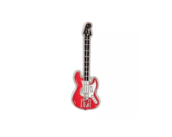 Kleine rood-witte gitaar emaille pin - muziekpin