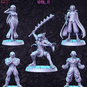 Anime Series Vol 11 Full Set DnD Miniature, Tabletop RPG DnD Mini, D&D Figurines, Fantasy Gaming and Pathfinder, RN Estudio