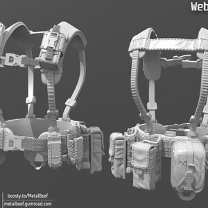 1/12 Scale Webgear: Resin Harness with Pouches for Action Figures