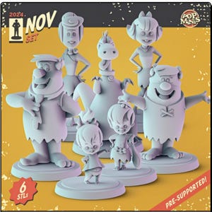 The Flintstones Miniatures - complete set 6 x 36mm Dioramas, tabletop RPGs. DnD D&D