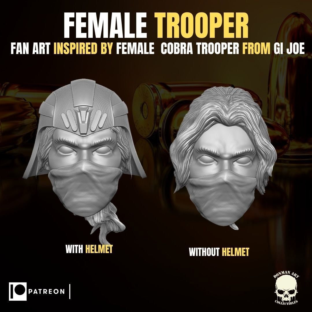 Cabeza de soldado Cobra femenina, constructor de soldados, cabeza a escala 1/12 clasificada GI Joe u - Imagen 9 de 10