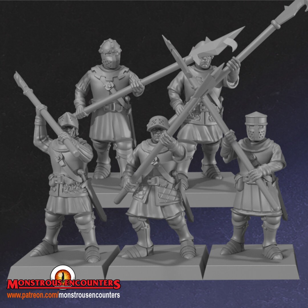 Breton Men at Arms Polearms Medium Armor Unit 28mm Army Builder 3d