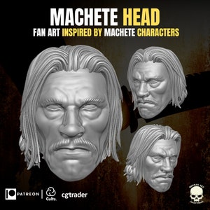 Danny Trejo Head Sculpt: GI Joe Classified, Mezco, Black Series (1/12 Scale, Unpainted)