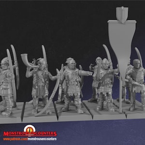 Breton Bowmen unit 28mm army builder 3d printed minis  tabletop bretonnia oldhammer