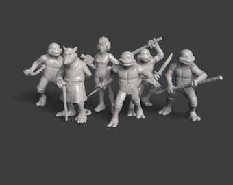Teenage Mutant Ninja Turtles TMNT Miniatures - complete set 36mm Dioramas, tabletop RPGs. Designed by Pop Minis