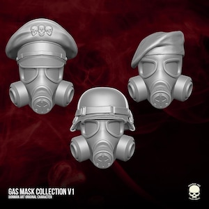 Gas Mask heads, Trooper, 6-inch GI Joe Classified, mezco, black series, legends 1/12 scale head 1:12 troop builder.