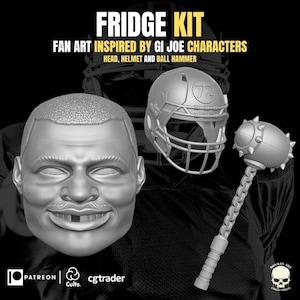 Refrigerator Perry GI Joe Classified Head Kit: 1/12 Scale Unpainted