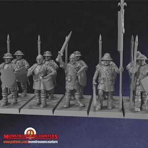 Breton Men at arms unit  28mm army builder 3d printed minis  tabletop bretonnia oldhammer