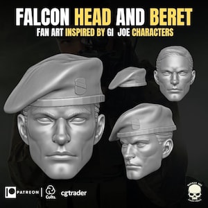 GI Joe Lt. Falcon head sculpt GI Joe Classified 1/12 scale head unpainted 1:12 mezco, black series
