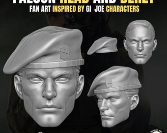 GI Joe Lt. Falcon head sculpt GI Joe Classified 1/12 scale head unpainted 1:12 mezco, black series