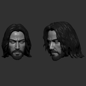 John Wick Head Sculpt: Unpainted 1/12 Scale Resin Figure