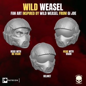 Wild Weasel G.I. Joe 1:12 head sculpt 3d printed resin