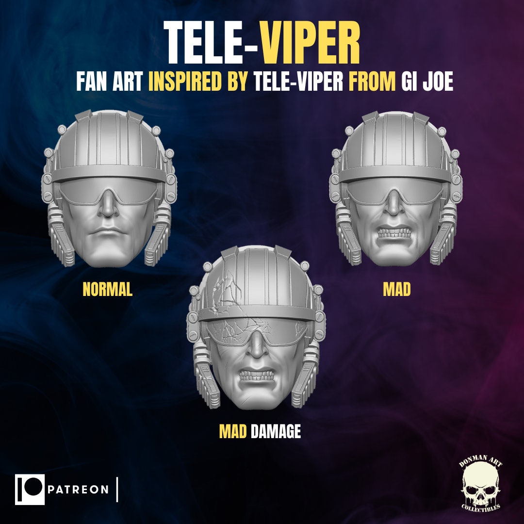 TV VIPER Trouble Bubble G.I. Joe 1:12 Kopfskulptur 3D bedrucktes Harz - Bild 10 von 13