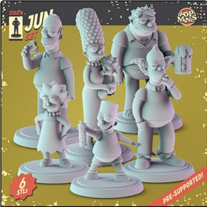 The Simpsons 36mm Minis tabletop gaming, DnD Homer, bart, maggie, lisa, marge