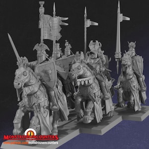 Breton Grail Knights Unit 28mm army builder set 1 3d printed minis  tabletop bretonnia oldhammer