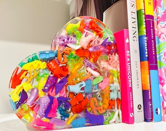 Multicolor Barbie Doll Shoe Resin Heart Bookend