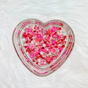 Valentine’s Day Heart Shaped Lips Sprinkle filled glass bowl candy dish- ONLY 1 available