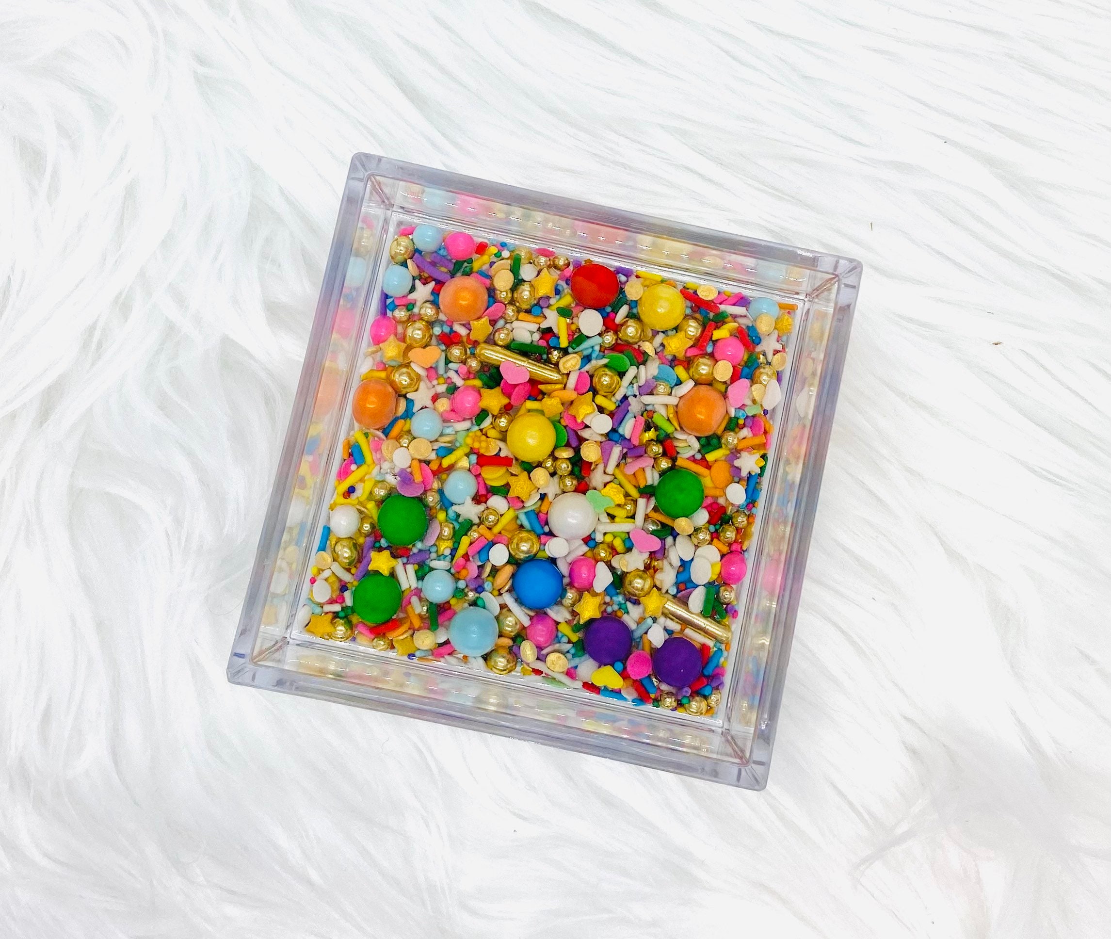 Rainbow Sprinkle Resin Filled Square Acrylic Trinket Tray - Etsy