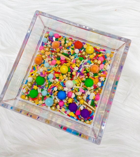 Rainbow Sprinkle Resin Filled Square Acrylic Trinket Tray - Etsy