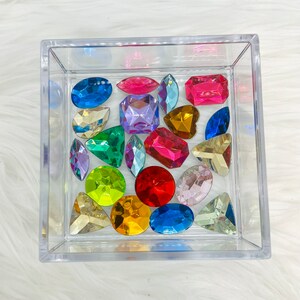 Rainbow Gem Resin Filled Square Trinket Tray - Etsy