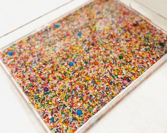 Rainbow Road Sprinkle Mix Resin Acrylic Serving Tray 16 x 12in