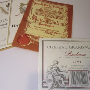 Etiquetas de vino francés vintage/pieza no utilizada de etiquetas originales francesas e originales y no utilizadas /Frame as Art/Memento/French Market Find
