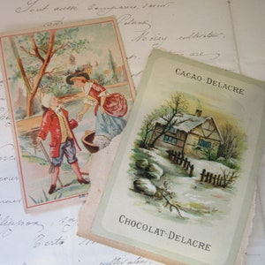 Set von 2 Werbekarten/authentische französische alte antike Sammler Anzeigen/authentische Französisch/Rahmen für Kunst oder erstellen für Scrapbook oder Journal