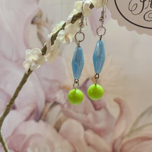 Darling Dangle Earrings with blue and green beads