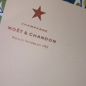 Vintage Champagne Moet & Chandon Blanco Menu Papers/ Menu Papers/Blank en Ongebruikt menupapier/Frans Efemeriden/Gebruik voor Creativiteit