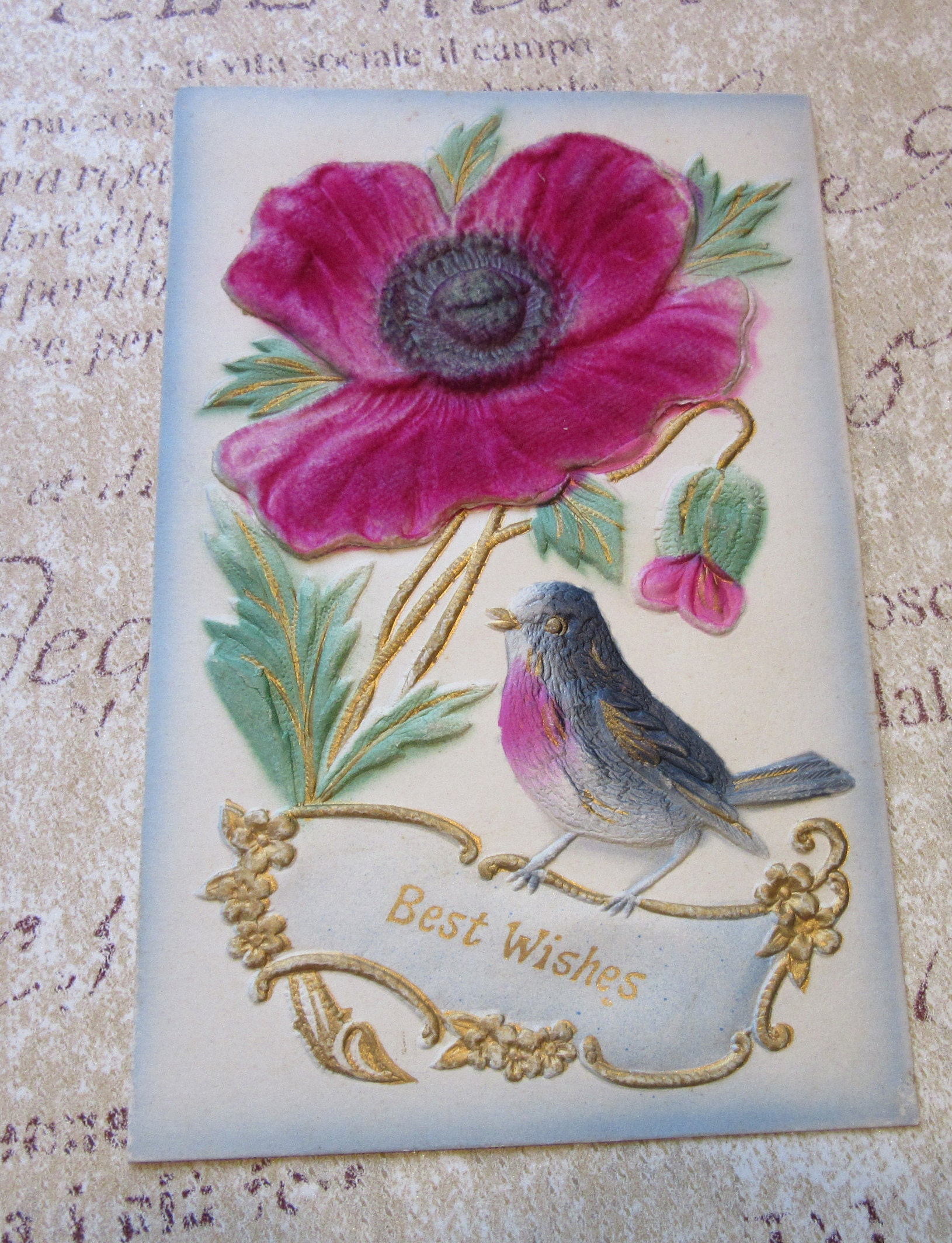 Stunning Textured and Embossed Vintage Antique Postcard/sent Etsy UK