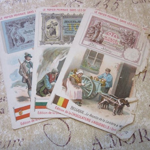 Lot von 3 Werbekarten/authentische französische alte antike Sammler Anzeigen/authentische Französisch/Journal Kunst oder erstellen für Scrapbook oder Journal