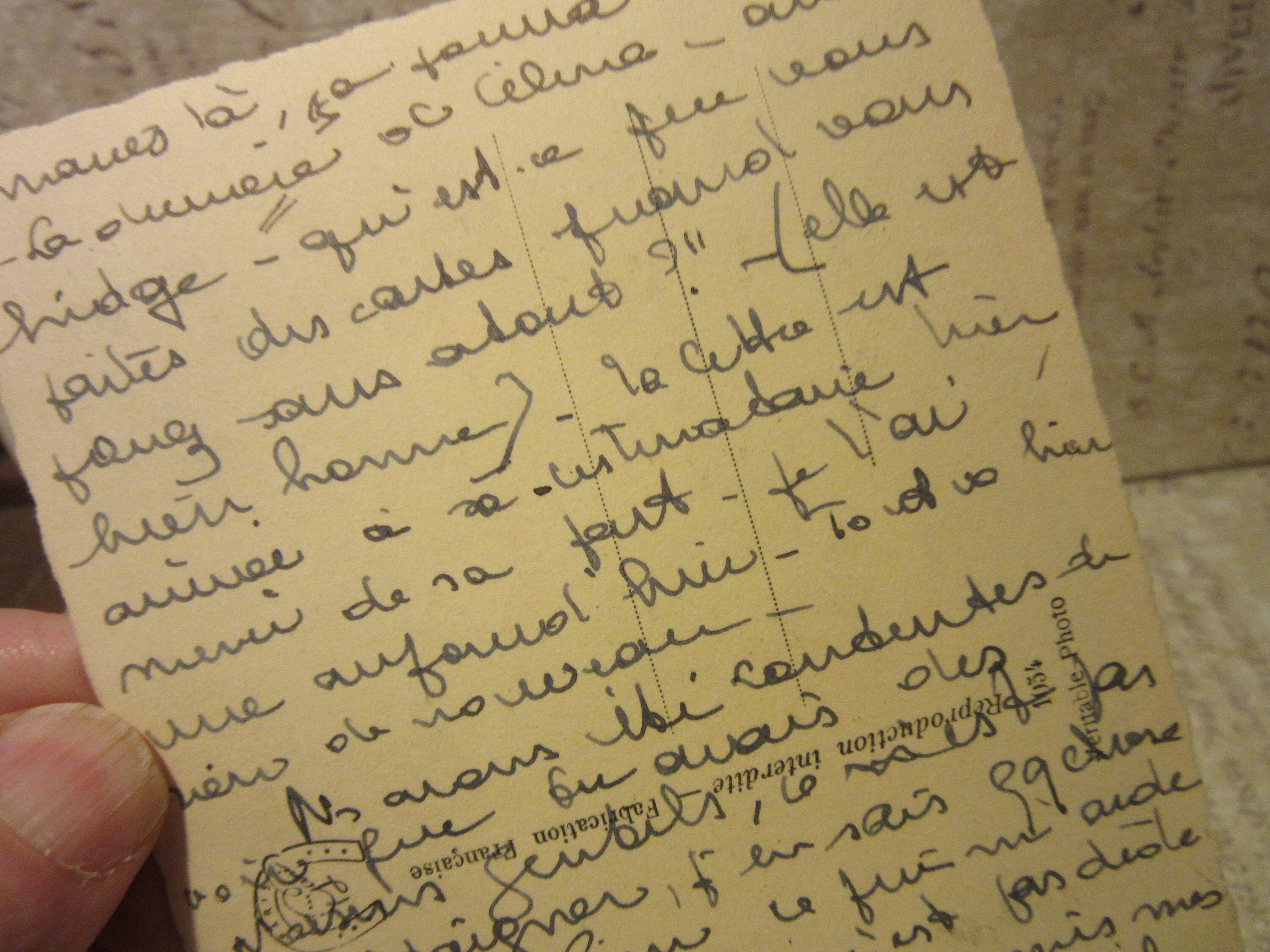 Bonjour, bonjour Sweet vintage Français Handwritten Card/Cats and Dogs