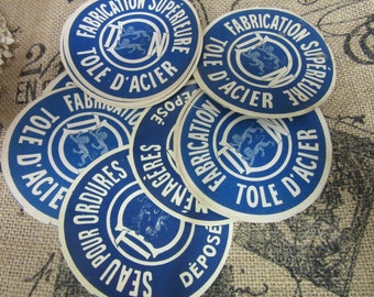 Authentic French Ephemera/French Label/French Blue and White/seau pour ordures ménagers/Art