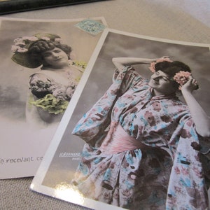 Francés Vintage Damas / Francés Ephemera Postales / Coleccionable / Entusiasta y Coleccionista