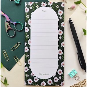 Floral Green White Notepad Bundle Notepad Todo Student Gift Shopping List Notepad Teacher Gift Memo Pad Notepad For Kids Desk Notepad Cute Single Notepad