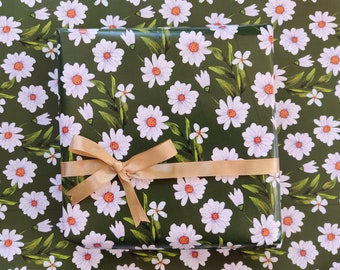 Daisy Green Wrapping Paper Gift Birthday Gift Wrap Green Paper For Origami Paper Green Daisy Decorative Craft Paper Green Gift Wrap