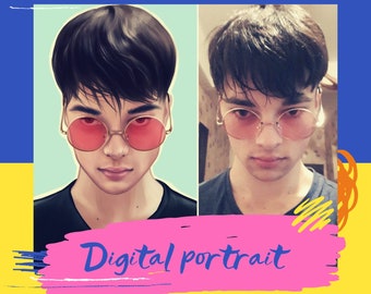 Personalised Digital Portrait Digital File Portraits Gift Illustration Digital Print Custom Portrait Art Present Anniversary
