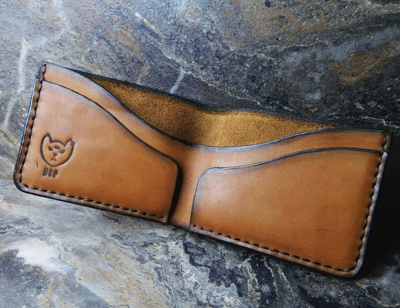 Handmade Leather Bifold Wallet Orange Leather Slim Wallet for Etsy