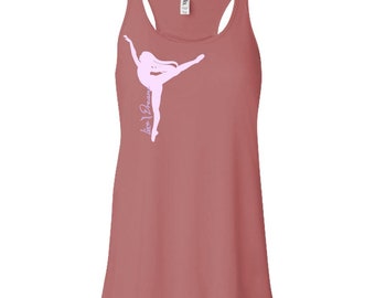 Ballerina Flowy  Dancer Silhouette Tank Top, dancer gift, dance mom shirt, girl tank top