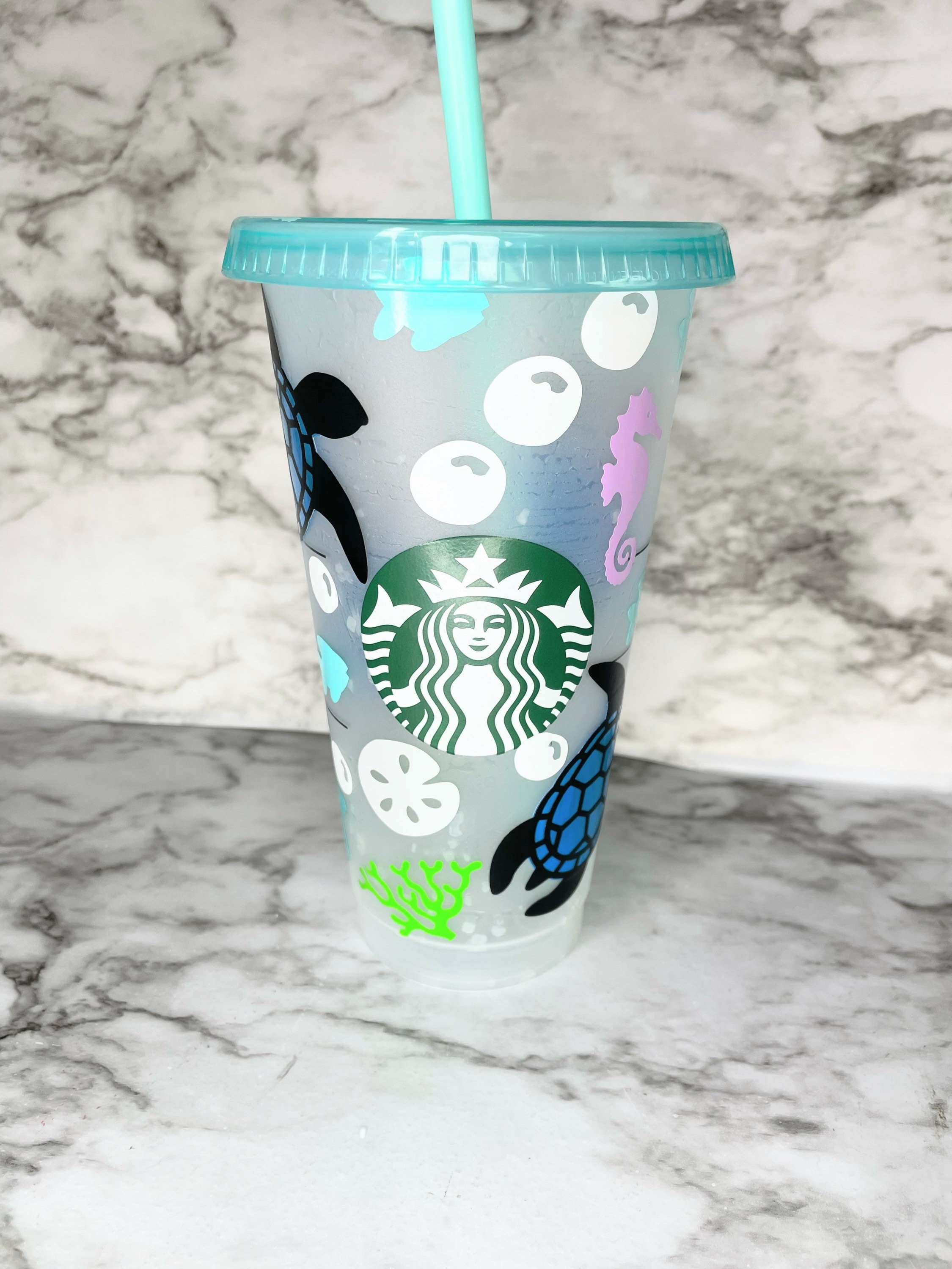 Under The Sea Starbucks Cup Sea Turtle Cup Ocean Cold Cup Etsy Canada