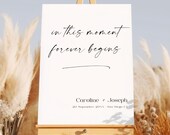 Editable Minimalist Quote Wedding Welcome Sign Template, forever begins now, Modern Sign Instant Download, LINA
