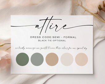 Moderne minimalistische Hochzeit Dress Code Kartenvorlage (Instant Download), LINA