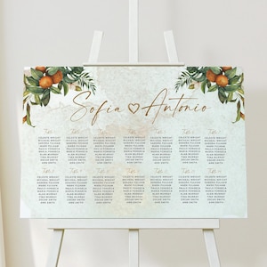 LENA - modèle de plan de table pour mariage agrumes toscane - téléchargement immédiat modifiable pour mariage en plein air, asseyez-vous, thème méditerranéen