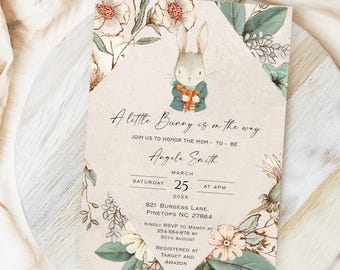A Little Bunny is on the Way Baby Shower Invitation: Gender Neutral, Editable (Digital Download), LOU